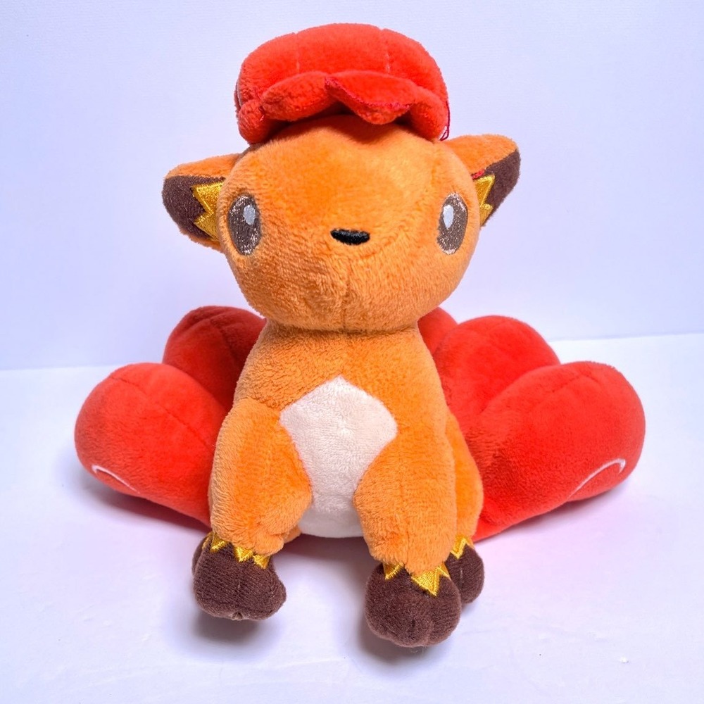 Pokemon Ninetales Plush Orange White Red Tails Stuffed‎ Animal Toy